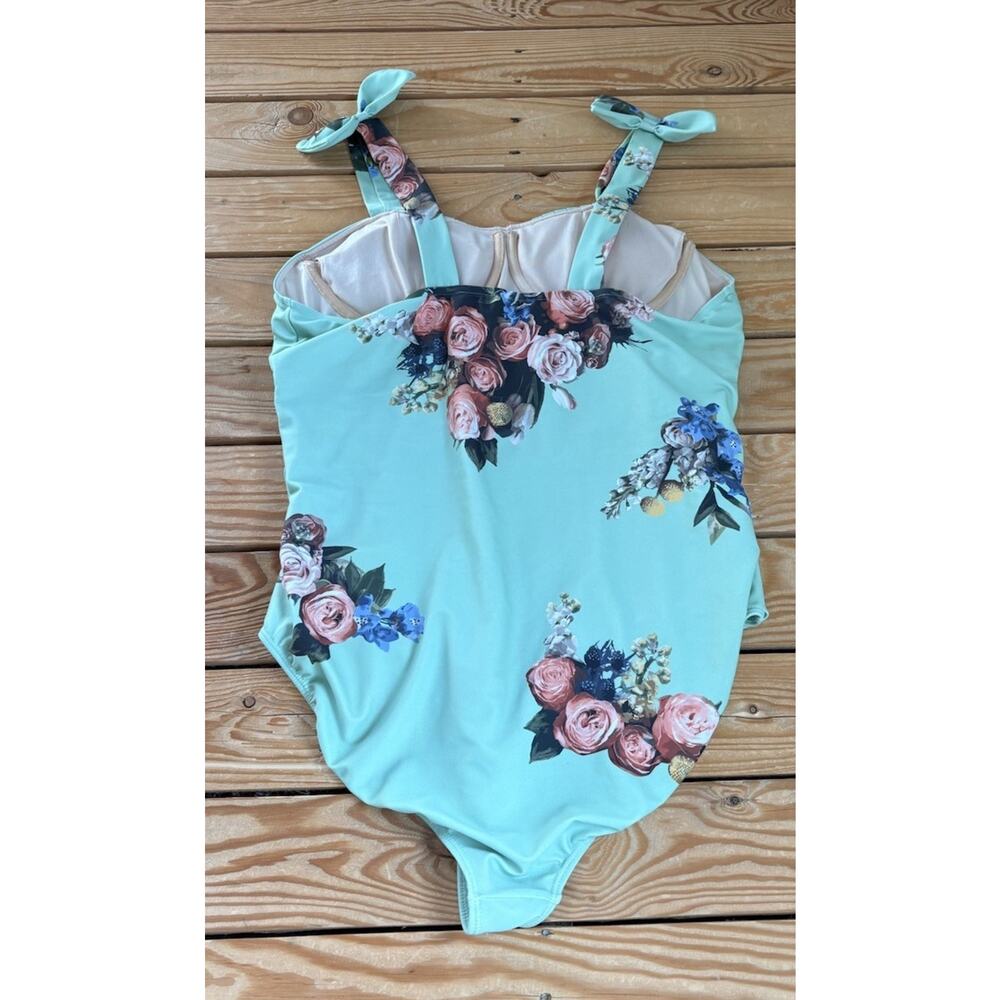 Albion Women’s Floral One Piece Swimsuit Size 2XL Mint Green P1 - Picture 2 of 5
